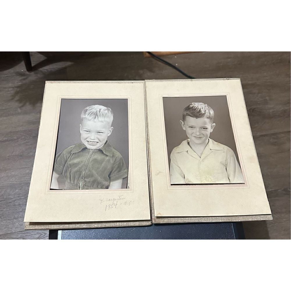 Vintage 1950s 2 8x10 Children Boys Portraits Retro
